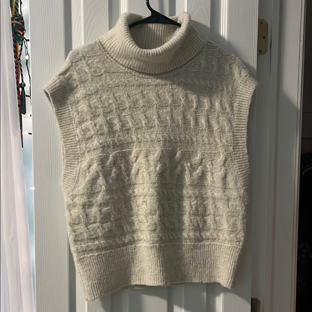 Cozy Cream Turtleneck Sweater Vest
